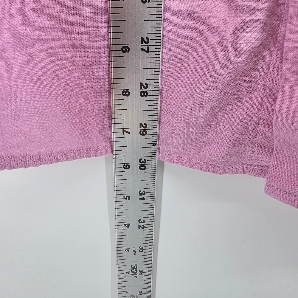 JEKAOYI Button Down Shirt Mens L Minimalist Cotton Linen Shrt Sleeve Pink Summer - Picture 4 of 9
